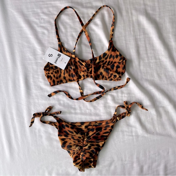 Fused brand Leopard Side Tie Two Piece Bikini NWT - Picture 3 of 4